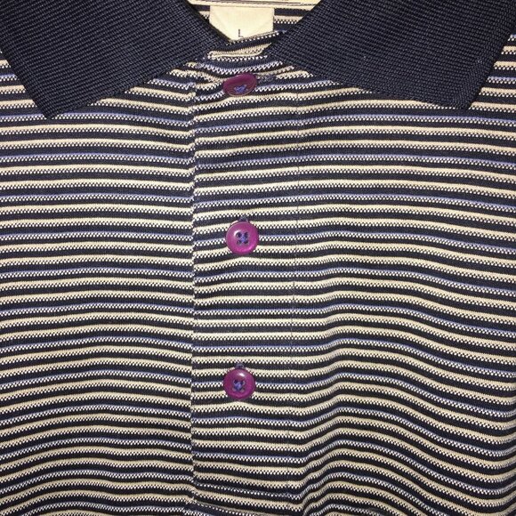 NWT Polo Golf Shirt Navy Striped Large - Picture 5 of 5